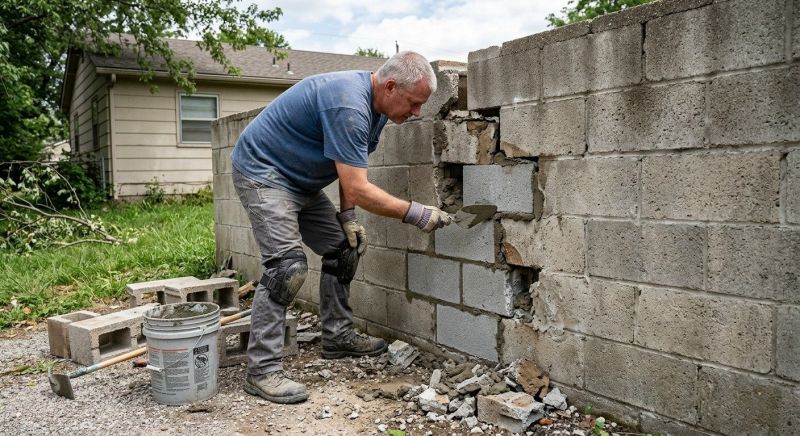 Cinder Block Wall Repair in Duvall, WA