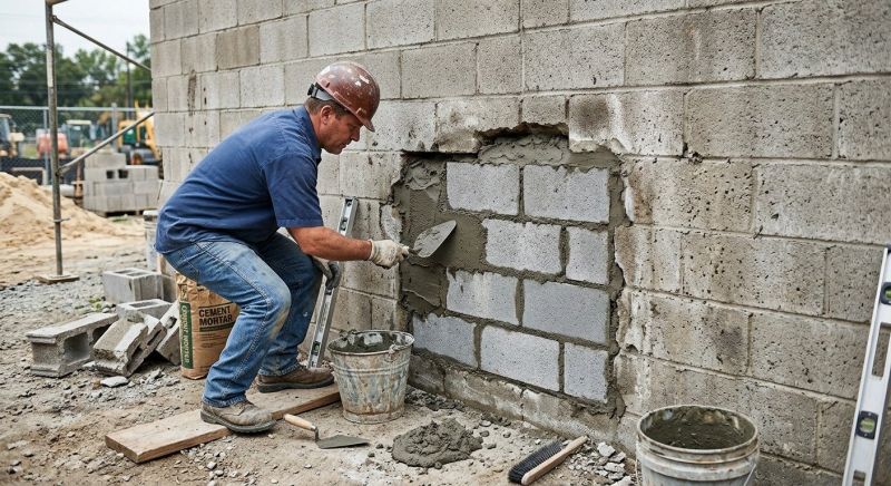 Cinder Block Wall Repair in Mukilteo, WA