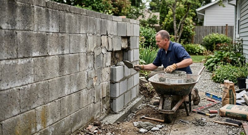 Cinder Block Wall Repair in Port Ludlow, WA